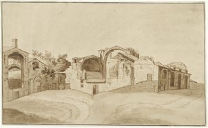 Roma'daki Diocletianus Hamamı'nın görünümü by Charles Louis Clerisseau