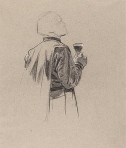 Bir Kadeh Şarap İçen Sakallı Bir Beyefendi by Charles Louis Lucien Muller