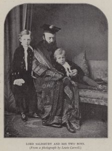 Lord Salisbury ve İki Oğlu (s/b fotoğraf) by Charles Lutwidge Dodgson