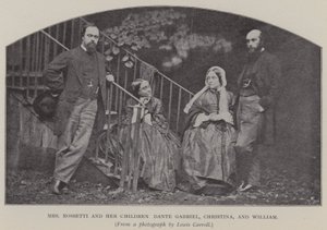 Bayan Rossetti ve Çocukları Dante Gabriel, Christina ve William (s/b fotoğraf) by Charles Lutwidge Dodgson