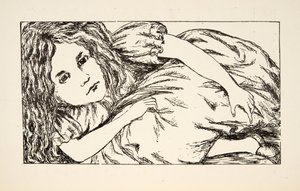 Alice Beyaz Tavşanlar Evi'nde, Alices Adventures Under Ground'dan bir çizim, pub. 1886 (faks) by Charles Lutwidge Dodgson