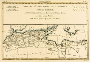 Trablus, Tunus, Cezayir Krallıkları dahil olmak üzere Kuzey Afrika; Guillaume Raynal (1713-96) tarafından yazılan Globe Terrestre