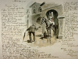 Resimli mektup, 20 Nisan 1914 (kalem ve mürekkep ve kağıt üzerinde yıkama) by Charles Marion Russell