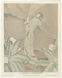 Gazette du Bon Ton 1923, No. 5, Pl. 23: Zümrüt Kadın - Kaplan mantosu, Max-Leroy (nesne üzerindeki başlık) by Charles Martin