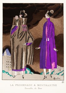 La Promenade a Montmartre, Moda Tabakları Koleksiyonundan, 1920 (pochoir baskı) by Charles Martin