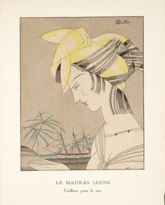 Moda Plakaları Koleksiyonundan Le Madras Jaune, 1920 (pochoir baskı) by Charles Martin
