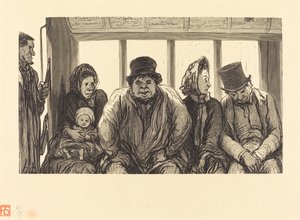 Bir omnibüsün içi by Charles Maurand after Honoré Daumier