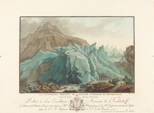 Aşağı Grindelwald Buzulundan çıkan Lutschinen, 1785. by Charles Melchior Descourtis