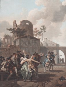 Brawl La Rixe, ca. 1792. by Charles Melchior Descourtis