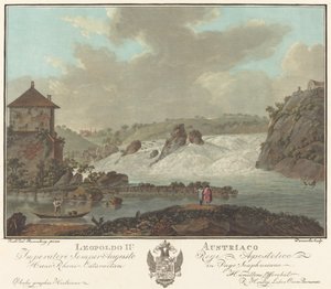 Schaffhausen Şelaleleri by Charles Melchior Descourtis after Friedrich Rosenberg after Johann Heinrich Troll