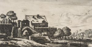 Saint-Denis yakınlarında bir su değirmeni, 1850. by Charles Meryon