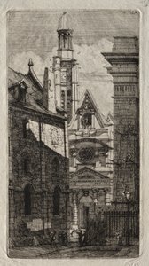 Paris Gravürleri: Dağı Aziz Stephen Kilisesi, 1852. by Charles Meryon