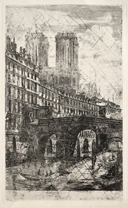 Paris Gravürleri: Küçük Köprü, 1850. by Charles Meryon