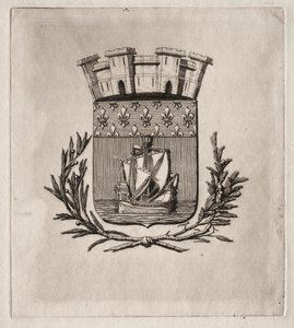 Paris Gravürleri: Paris şehrinin Sembolik Kolları, 1854. by Charles Meryon