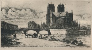 Notre-Dame De Paris 4. Eyalet Apsisi, 6 12 x 11 34 İnç, 1854, 1927 by Charles Meryon