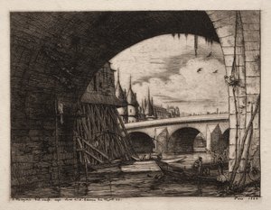 Pont Notre Dame, Paris kemeri by Charles Meryon