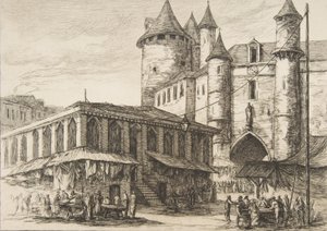 Le Grand Châtelet Grand Châtelet, Paris, yaklaşık 1780, daha önceki bir çizimden sonra, 1861. by Charles Meryon
