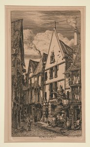 Kumaşların sokağı, ? Bourges by Charles Meryon