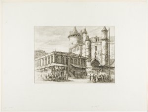 Grand Châtelet, Paris, c. 1780, daha önceki bir çizimden sonra by Charles Meryon