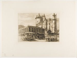 Grand Châtelet, Paris, c. 1780, daha önceki bir çizimden sonra by Charles Meryon