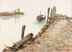 İskeleye Yaklaşan Bot (gövde rengi) by Charles Napier Hemy