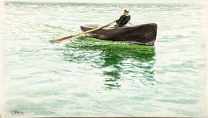 Botta Kürek Çeken Adam (kağıt üzerine gövde rengi ve sulu boya) by Charles Napier Hemy