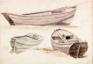 Somon Tekneleri Çalışmaları (gövde rengi) by Charles Napier Hemy