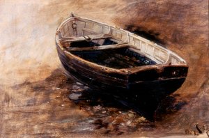 Bir Bot Çalışması, 1901 (kağıt üzerinde yağlı boya) by Charles Napier Hemy