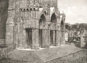 Chartres Katedrali - Portico du Midi XII. Yüzyıl, c. 1854, basılmış c. 1857. by Charles Nègre