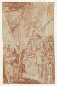 Noter veya piyango ofisinin içi by Charles Nicolas Cochin (II)