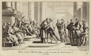 Narbonne Piskoposu ve Vikontu Arasında Barış by Charles Nicolas II Cochin