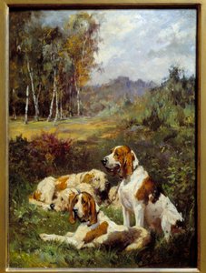 Dört av köpeği. Charles Olivier De Penne (1831-1897) tarafından yapılan tablo