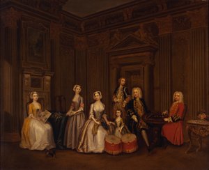 Albay Tomkins Wardour, Albay Browne, Lord Beauchamp, Frances, Leydi Hertford, Leydi Elizabeth Seymour ve Bayan Herbert ile Algernon Seymour, Lord Hertford (daha sonra 7. Somerset Dükü) portresi