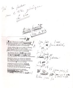 'L'Ame du vin' düzeltilmiş kanıt (kağıt üzerinde kalem ve mürekkep) by Charles Pierre Baudelaire