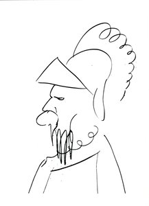Kasklı Adam (kağıt üzerine kalem ve mürekkep) (s/b fotoğraf) by Charles Pierre Baudelaire