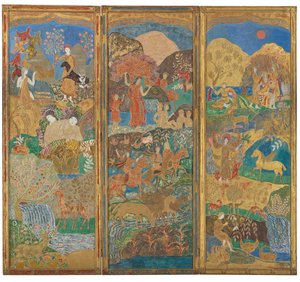 Üç Panelli Perde, c.1916-17 (jessolu ahşap üzerine yağ ve altın varak)