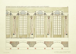 Resepsiyon ve Müzik Odası, c.1901 (renkli litografi) by Charles Rennie (after) Mackintosh