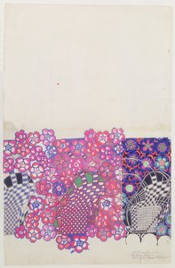 Mavi ve pembe tütün çiçeği tasarımı by Charles Rennie Mackintosh