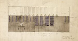 A.S. için bir duvar, masa ve kapılar için tasarım Top, Berlin, 1905 by Charles Rennie Mackintosh