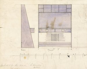 1904 yan ve ön cephede gösterilen bir lavabo için tasarım by Charles Rennie Mackintosh
