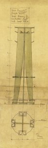 Bir şemsiye, şapka ve portmanto tasarımı, cephede ve planda gösterilmiştir, c.1898-1899 (kalem, sulu boya, yağlı aydınger kağıdı) by Charles Rennie Mackintosh