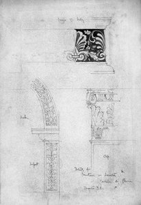 Lavabodaki Çeşme Detayları, Certosa di Pavia, 1891 (Kağıt üzerinde kurşun kalem ve gri yıkama) by Charles Rennie Mackintosh