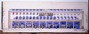 Bir dükkan ve kemerli cadde için daha önce kaydedilmemiş mimari çizimler, c.1915 by Charles Rennie Mackintosh