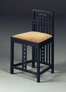 Yan sandalye, c.1905/10 (ebonize ahşap) by Charles Rennie Mackintosh