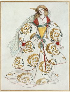 Kostüm Tasarımı (beyaz kağıt üzerine grafit üzerine sulu boya) by Charles Ricketts