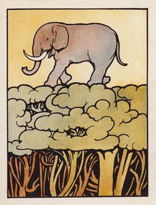 Saçmalık: Fil ormanı geçiyor (renkli taş baskı) by Charles Robinson