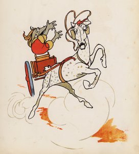 Saçmalık: Kaza geçiren atlı jig (renkli lito) by Charles Robinson