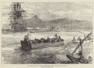 Kıbrıs'ın İngiliz İşgali, Larnaka'daki Karakolda Atların Karaya Çıkması by Sir John Charles Robinson