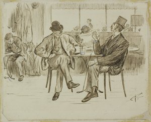 kafe sahnesi by Charles Samuel Keene