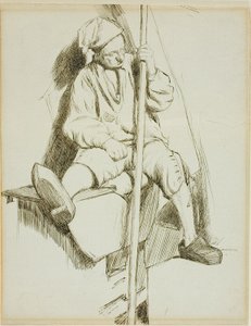 Oturan Adam, Asayı Sol Elinde Tutuyor by Charles Samuel Keene